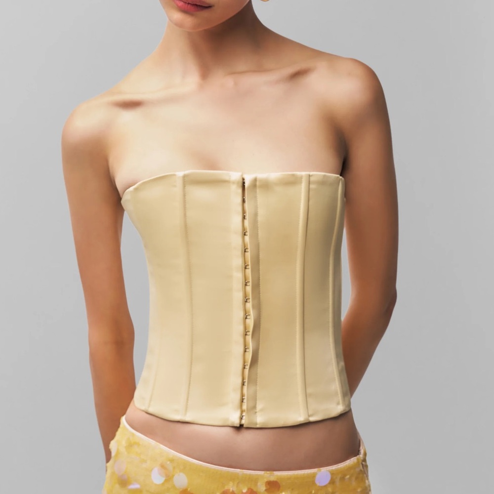 Danielle Guizio (Guizio) satin corset in cream